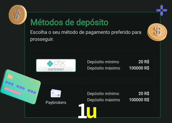 O cassino 1u oferece uma grande variedade de métodos de pagamento